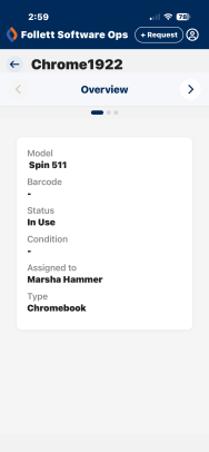 Asset details overview screen.
